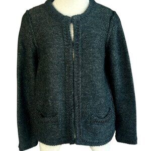 Margaret O'Leary  Charcoal Gray Faux Pearl Beaded Cardigan Sweater  NWT $322